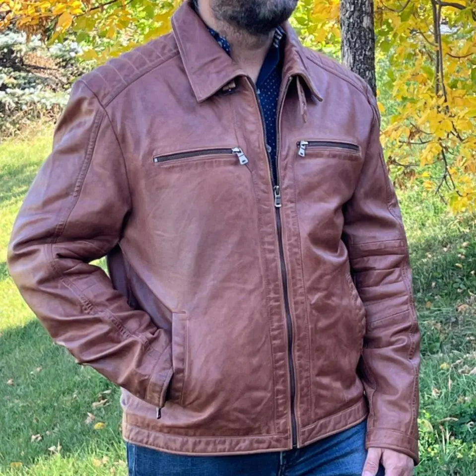 Men's Lamb Leather Four-Pocket Classic Jacket Men's Leather Jackets Boutique of Leathers/Open Road