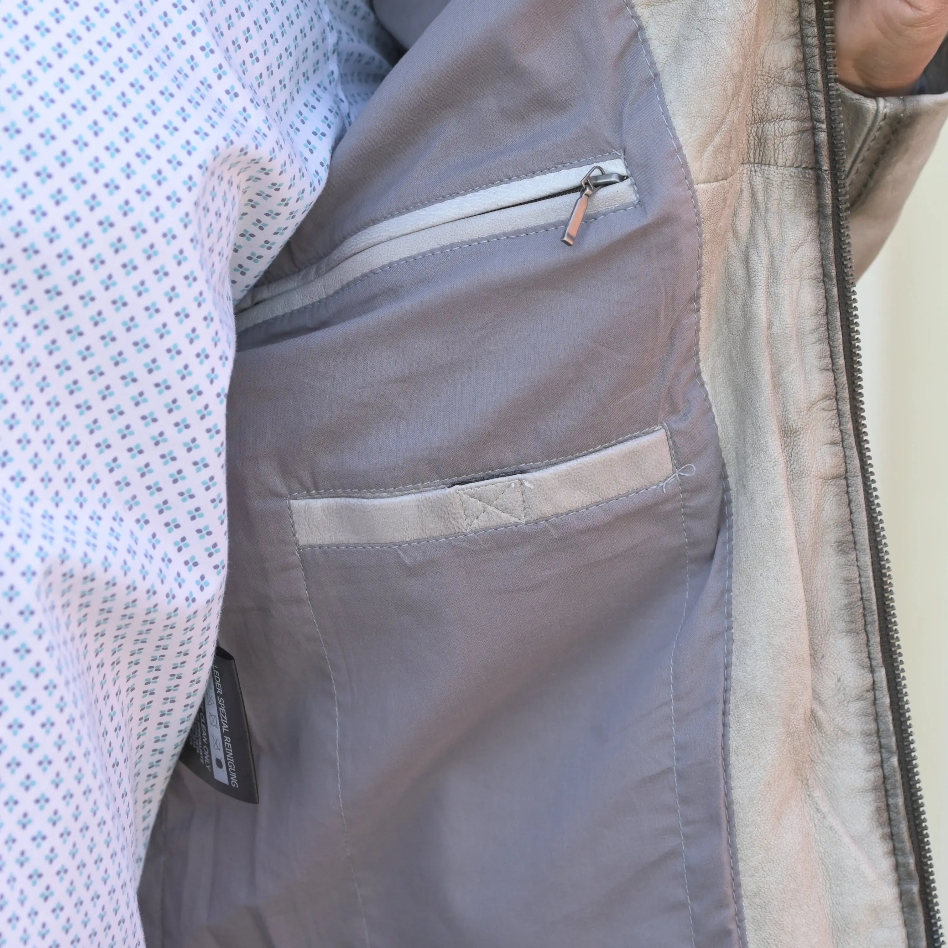 Men's Leather Jacket with Patches and Four Zip Pockets - Boutique of Leathers/Open Road