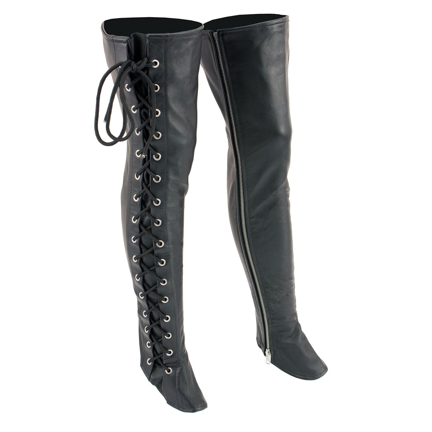 BOL/Open Road Women's Black Thigh High Leather Side Lace Leggings - Boutique of Leathers/Open Road