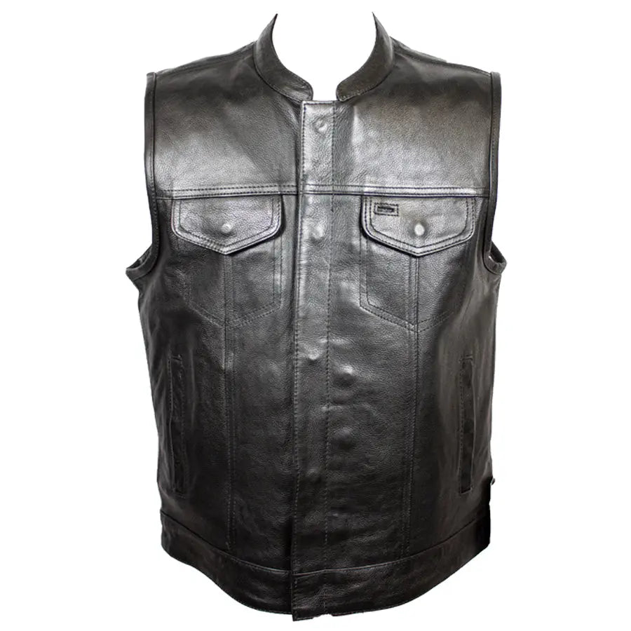 Open Road Men's Flannel Lined Leather Club Vest - Boutique of Leathers/Open Road
