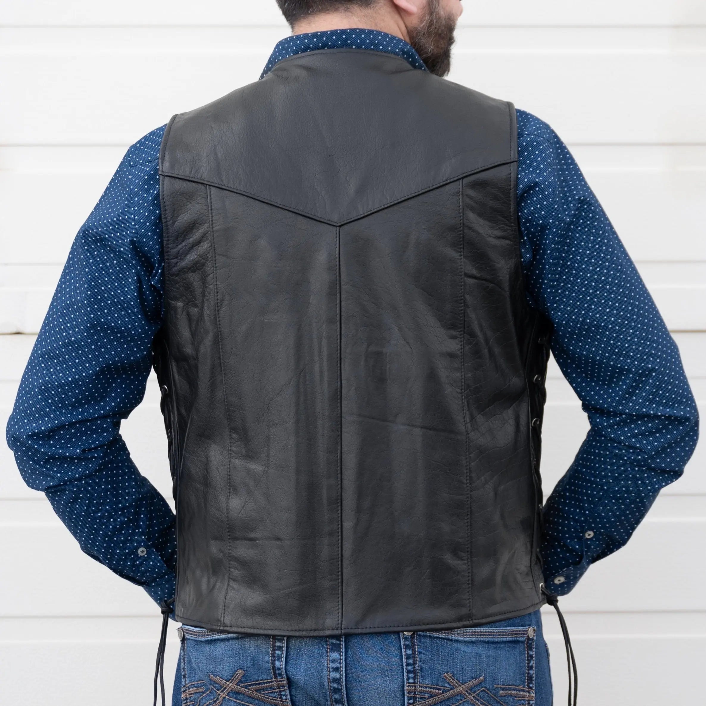Open Road Men's Lace Side Leather Vest Men's Vests Boutique of Leathers/Open Road