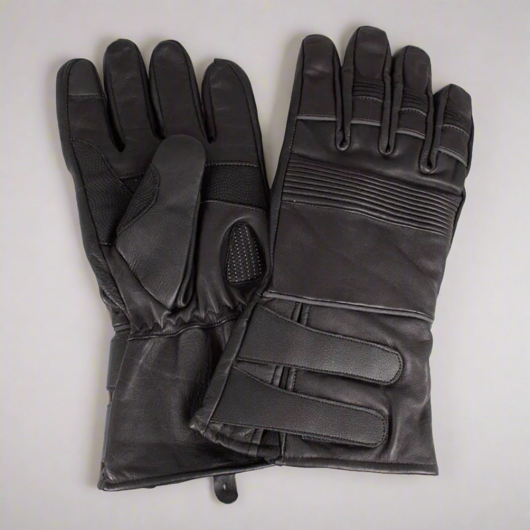 Open Road Men's Leather Motorcycle Gauntlet with Reflective Trim Men's Motorcycle Gloves Boutique of Leathers/Open Road