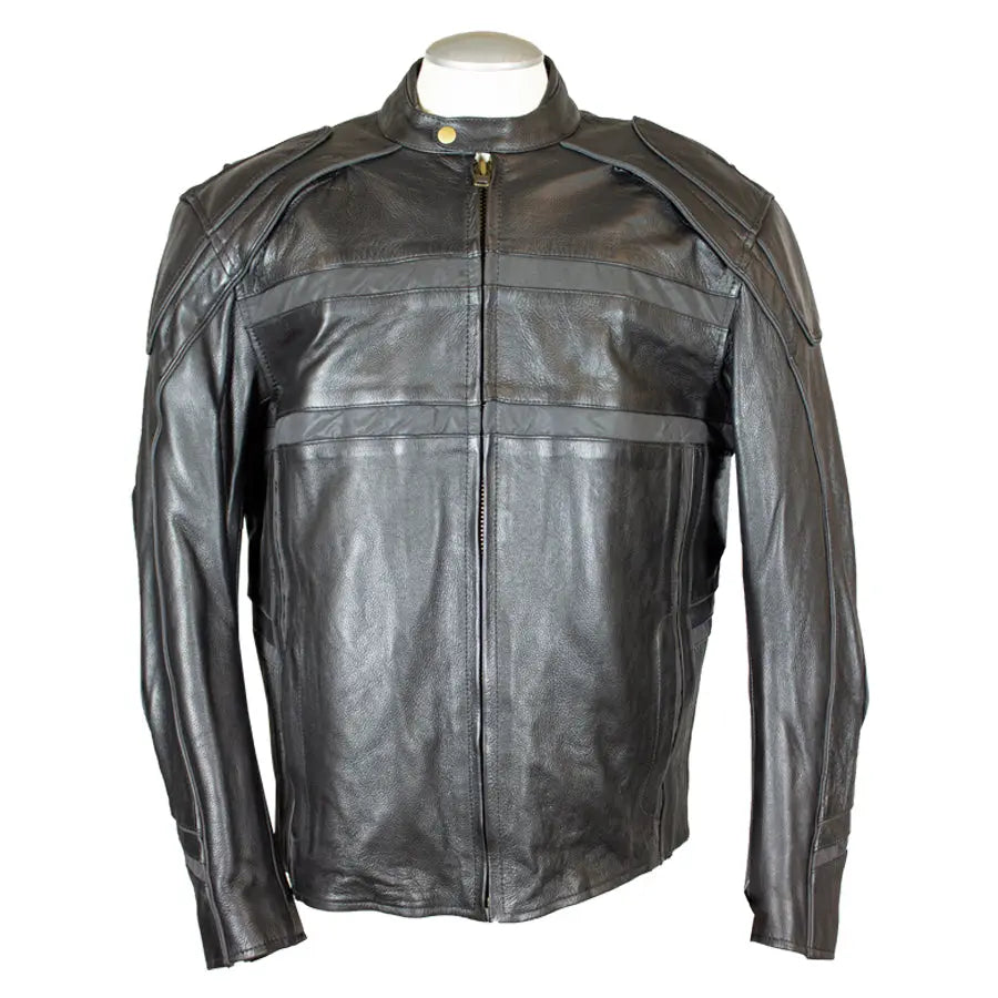 Open Road Men's Reflective Piping Leather Motorcycle Jacket - Boutique of Leathers/Open Road