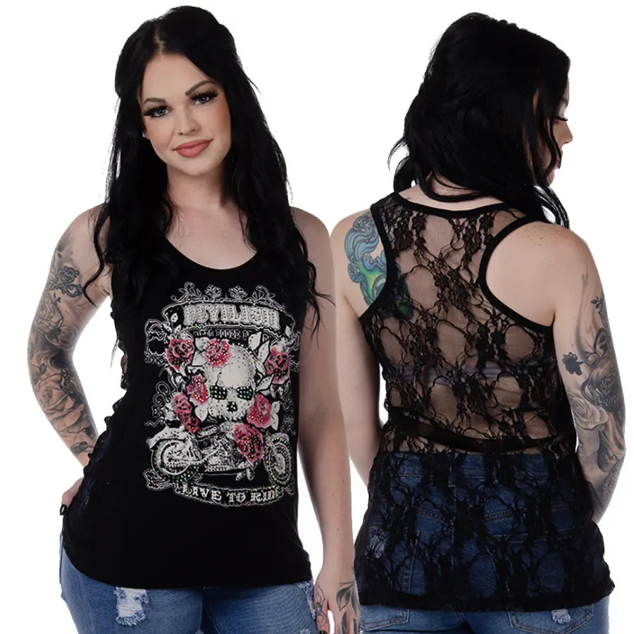 Open Road Women's Devilish Lace Back Tank Top Women's Shirts & Tees Boutique of Leathers/Open Road