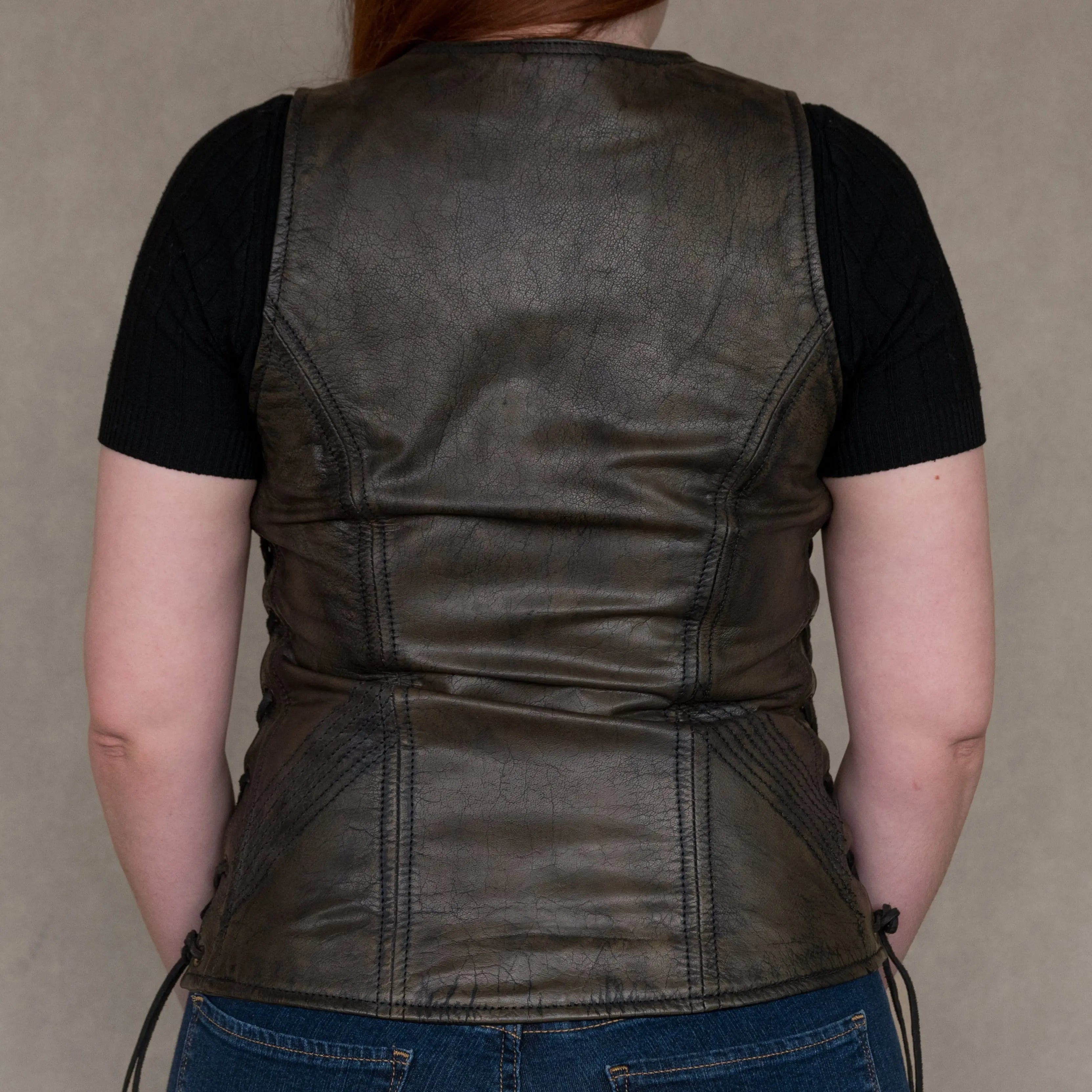 Open Road Women's Distressed Brown Vest Women's Vests Boutique of Leathers/Open Road