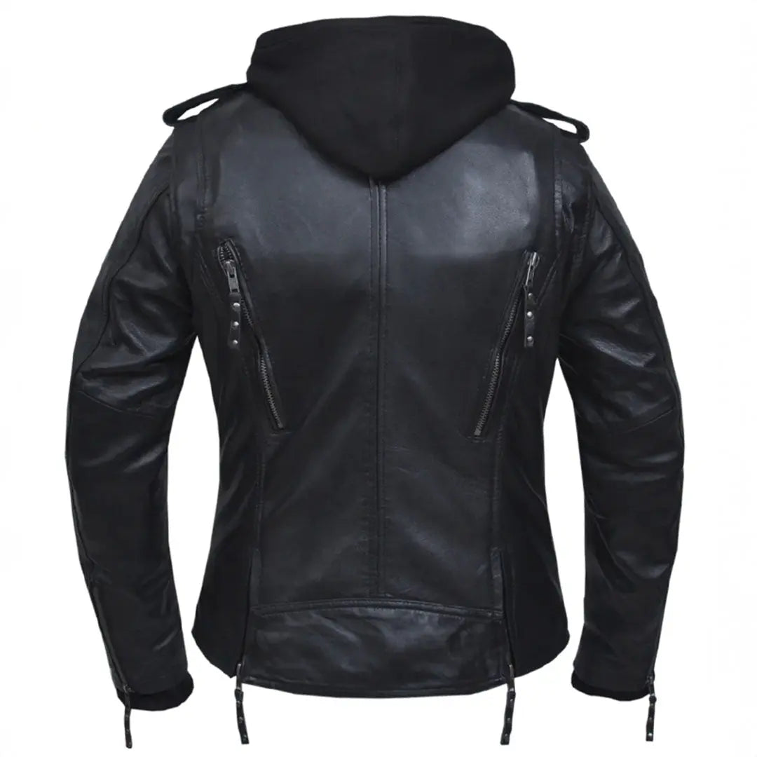 Open Road Women's Hooded Classic Leather Motorcycle Jacket Women's Motorcycle Jackets Boutique of Leathers/Open Road