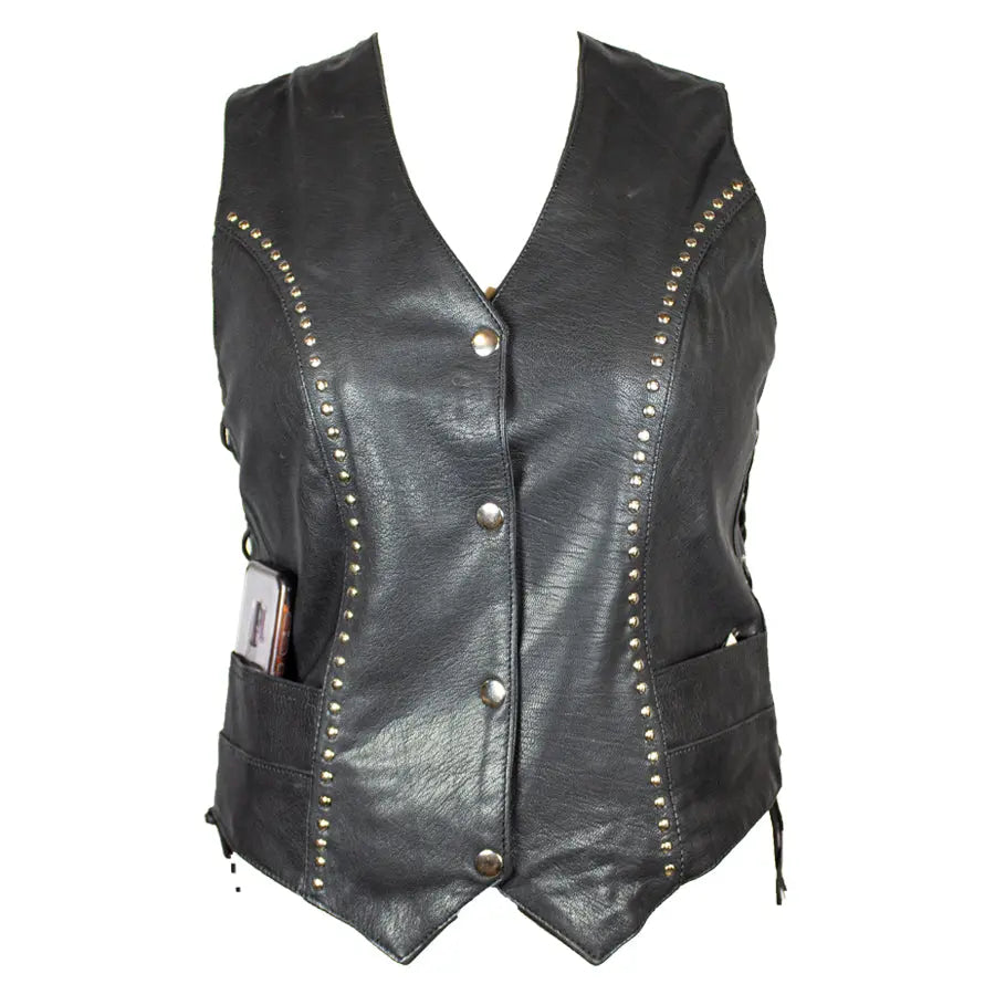 Open Road Women's Stud Accent Leather Gunslinger Vest - Boutique of Leathers/Open Road