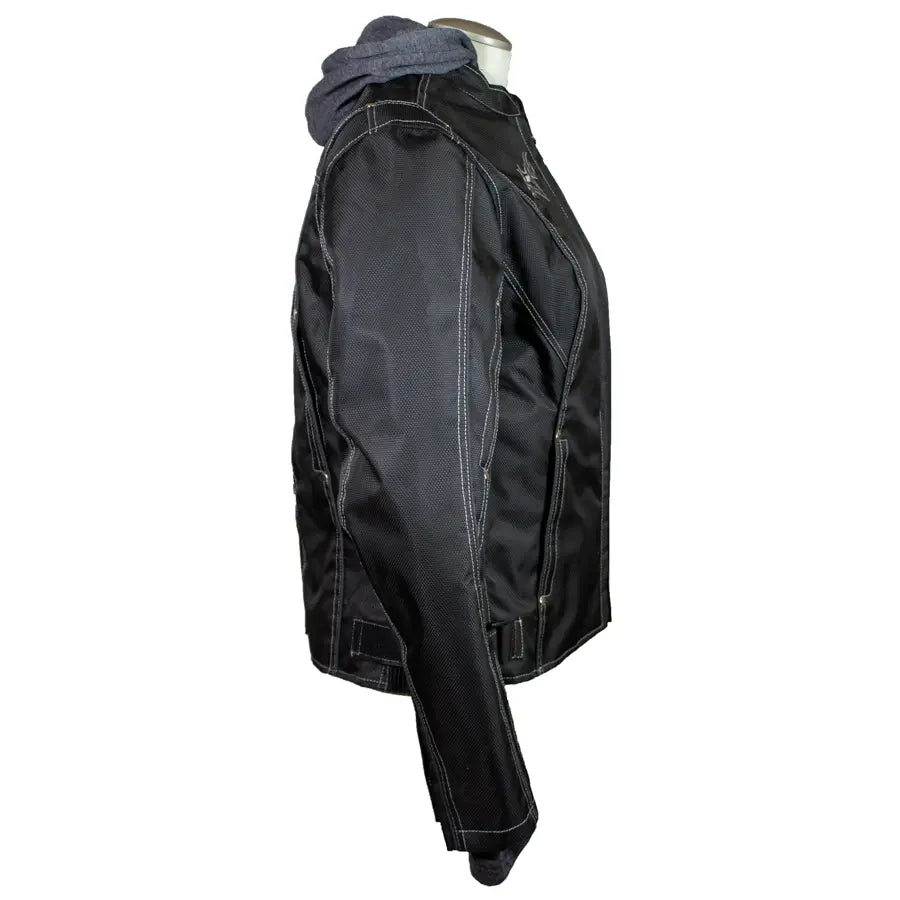 Open Road Women's Zip-Out Hoodie Reflective Textile Motorcycle Jacket Women's Armoured Shirts Boutique of Leathers/Open Road