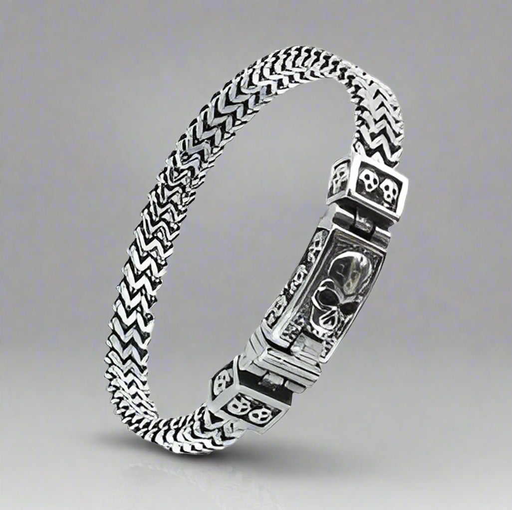 GoSteel Men's Skull ID Bracelet - Boutique of Leathers/Open Road