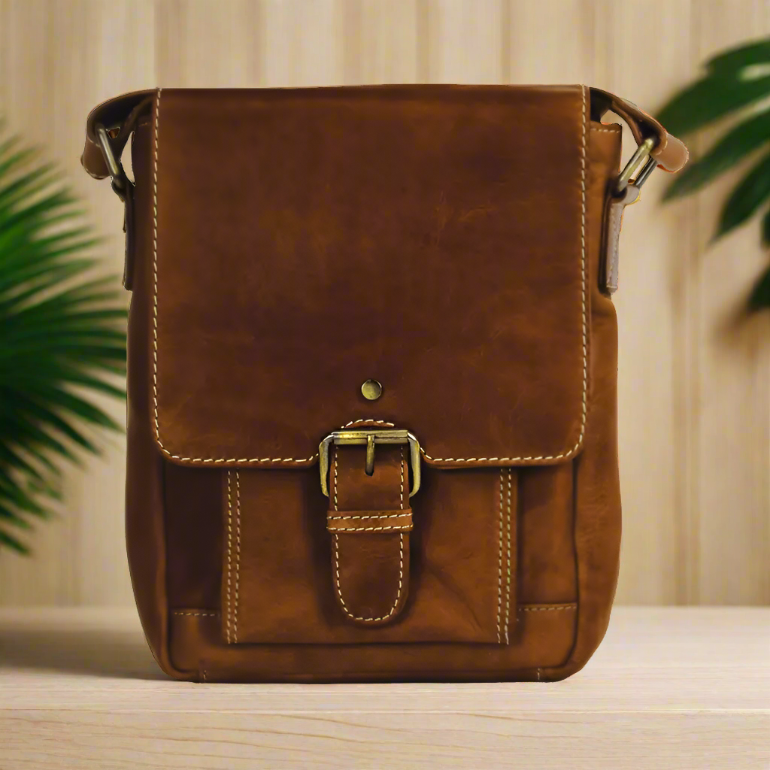 Rugged Earth Leather Bag with Front Flap and Buckle Backpacks & Messenger Bags Boutique of Leathers/Open Road