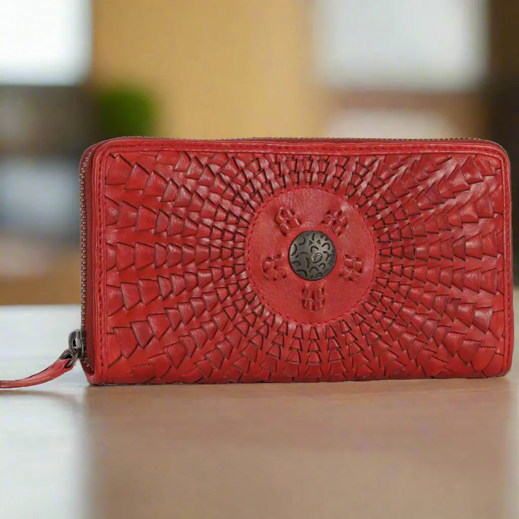 Rugged Earth Women's Wallet Zip Around Whip Stitch Women's Wallets Boutique of Leathers/Open Road