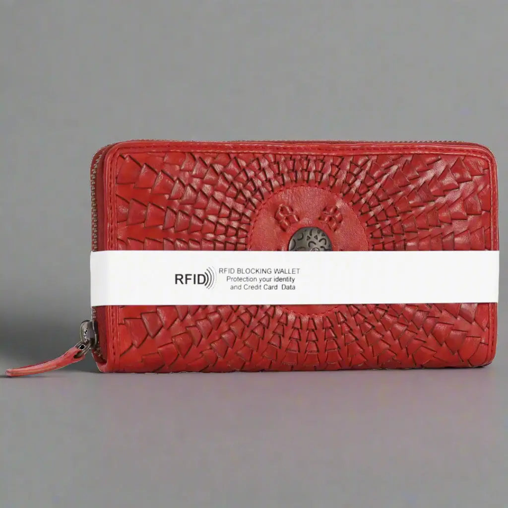 Rugged Earth Women's Wallet Zip Around Whip Stitch Women's Wallets Boutique of Leathers/Open Road