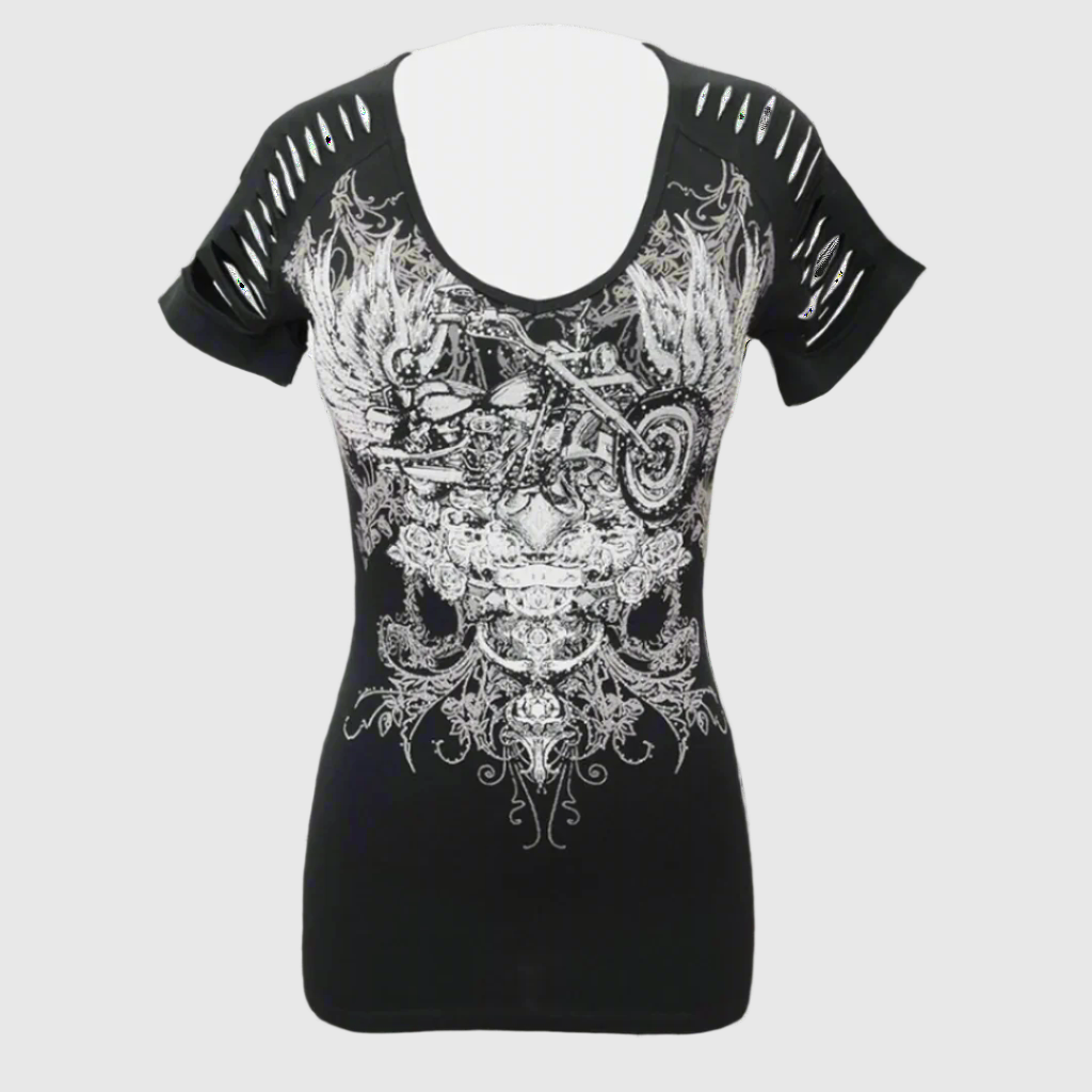 Women's Skull & Wings Tank Top with Rhinestones - Boutique of Leathers/Open Road