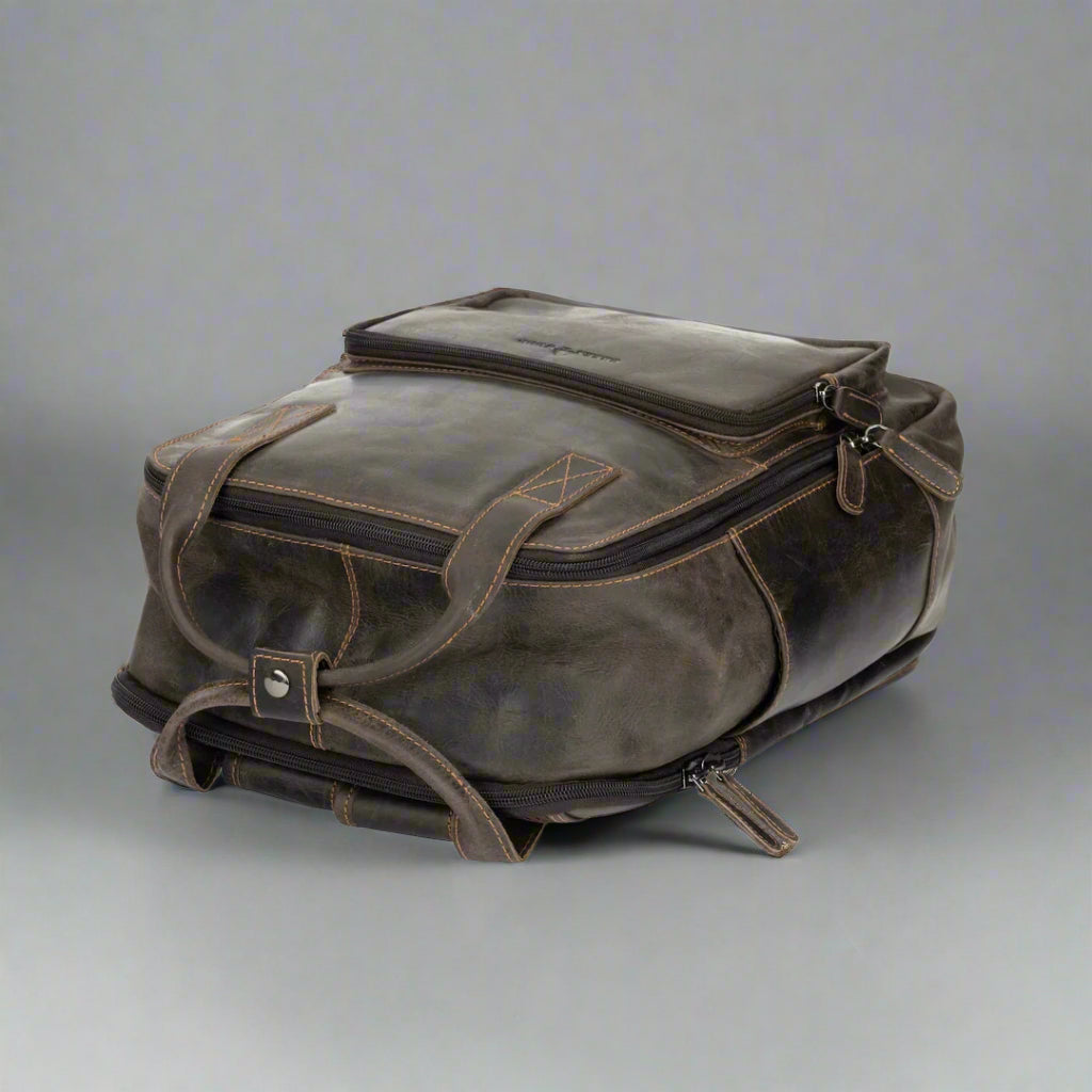 Greenwood Leather Backpack with Reinforced Laptop and Tablet Compartments