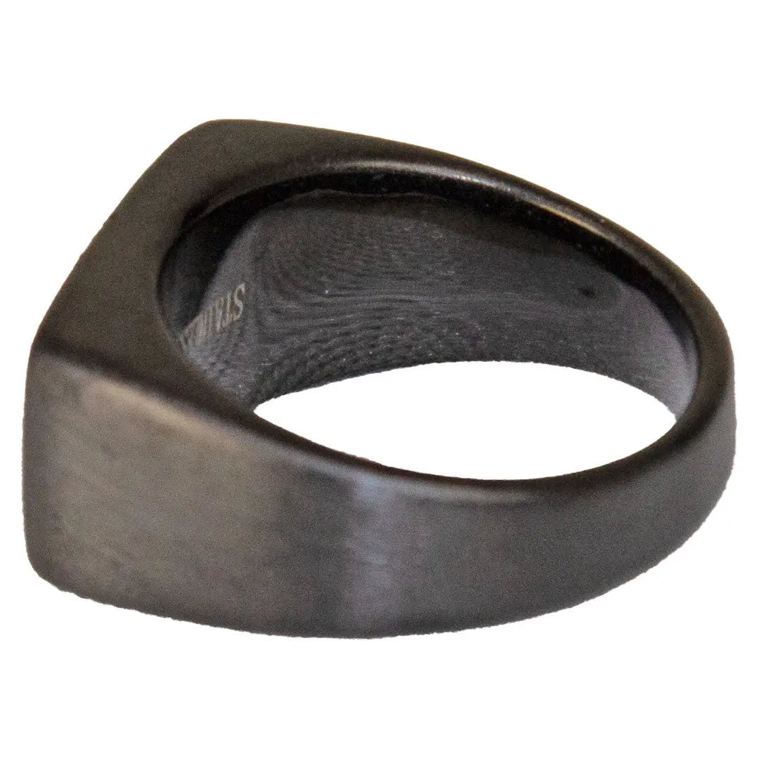 SteelTime Men's Black Stainless Steel Signet RIng with Stone Detail Men's Jewelry Boutique of Leathers/Open Road