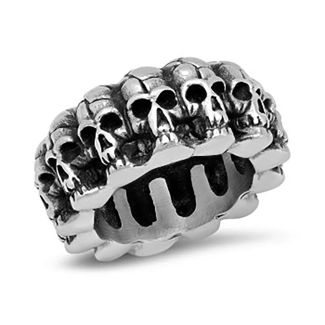 SteelTime Men's Stainless Steel Gothic Vintage Biker Skeleton Head Ring Men's Jewelry Boutique of Leathers/Open Road