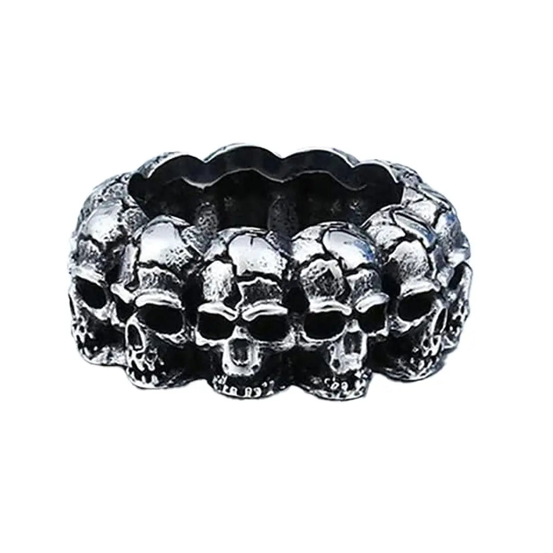 SteelTime Men's Stainless Steel Gothic Vintage Biker Skeleton Head Ring Men's Jewelry Boutique of Leathers/Open Road