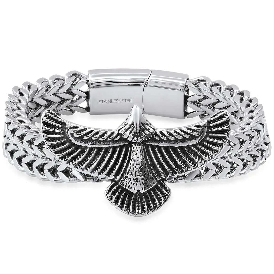 Steeltime 2 Row Wheat Chain Eagle Bracelet - Boutique of Leathers/Open Road