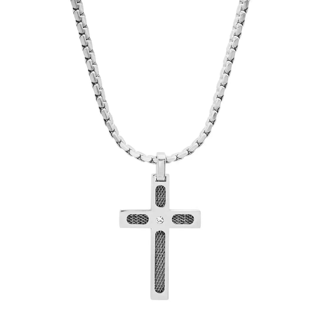 Steeltime Diamond Cross Pendant - Boutique of Leathers/Open Road