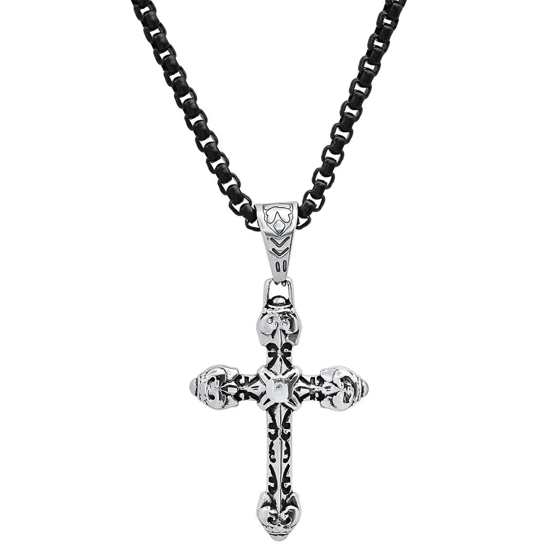 Steeltime Vintage Roman Style Cross Pendant Necklace - Boutique of Leathers/Open Road