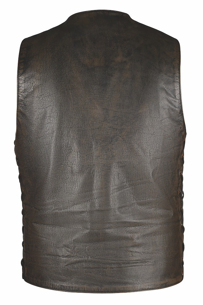 Open Road Men's Distressed Brown 10-Pocket Vest