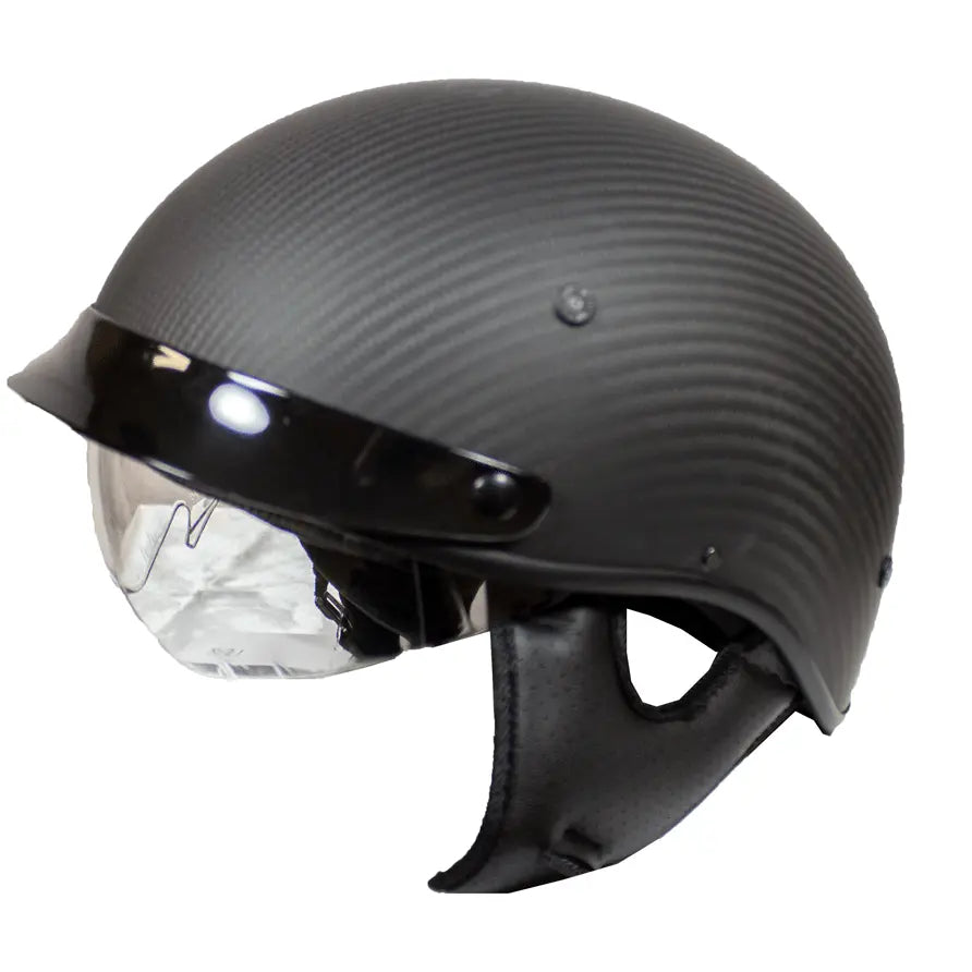 VOSS 707 Cruise Carbon Fibre Peak Half Helmet Matte Black Motorcycle Helmets Boutique of Leathers/Open Road