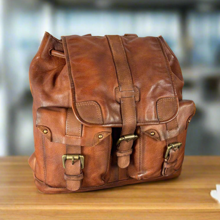 Leather Drawstring Backpack - Boutique of Leathers/Open Road