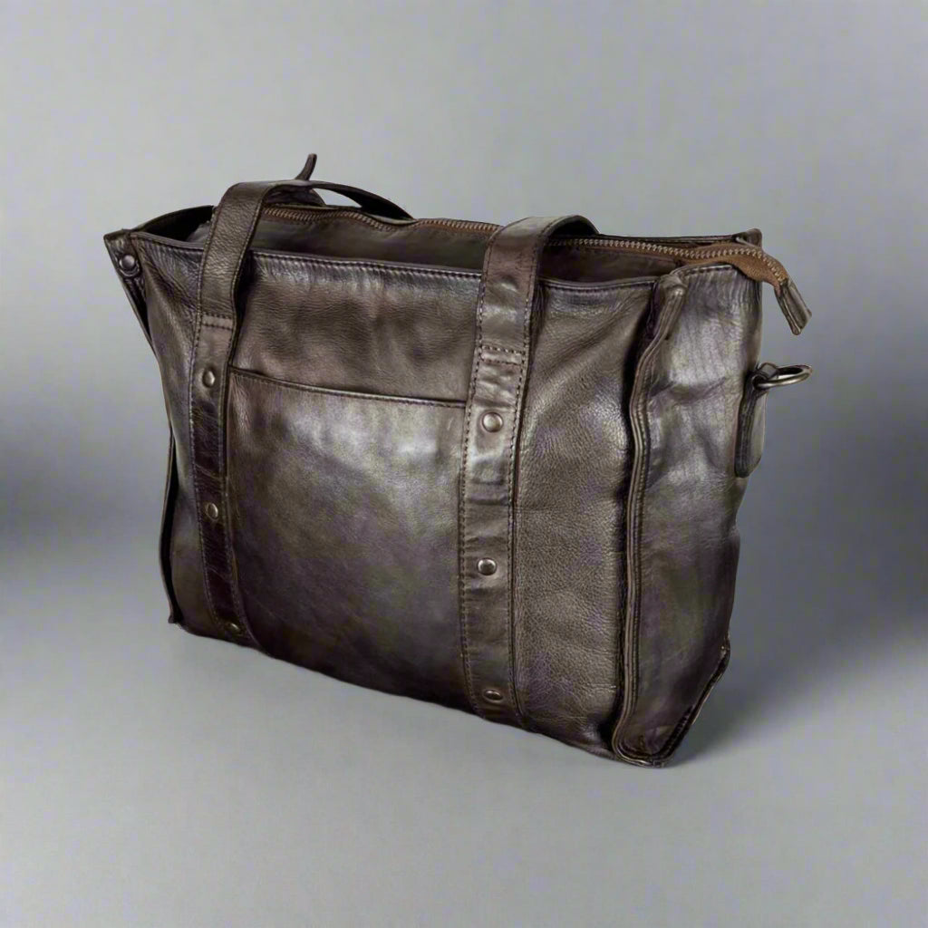 MET Studded Leather Handbag with Dual Handles - Boutique of Leathers/Open Road