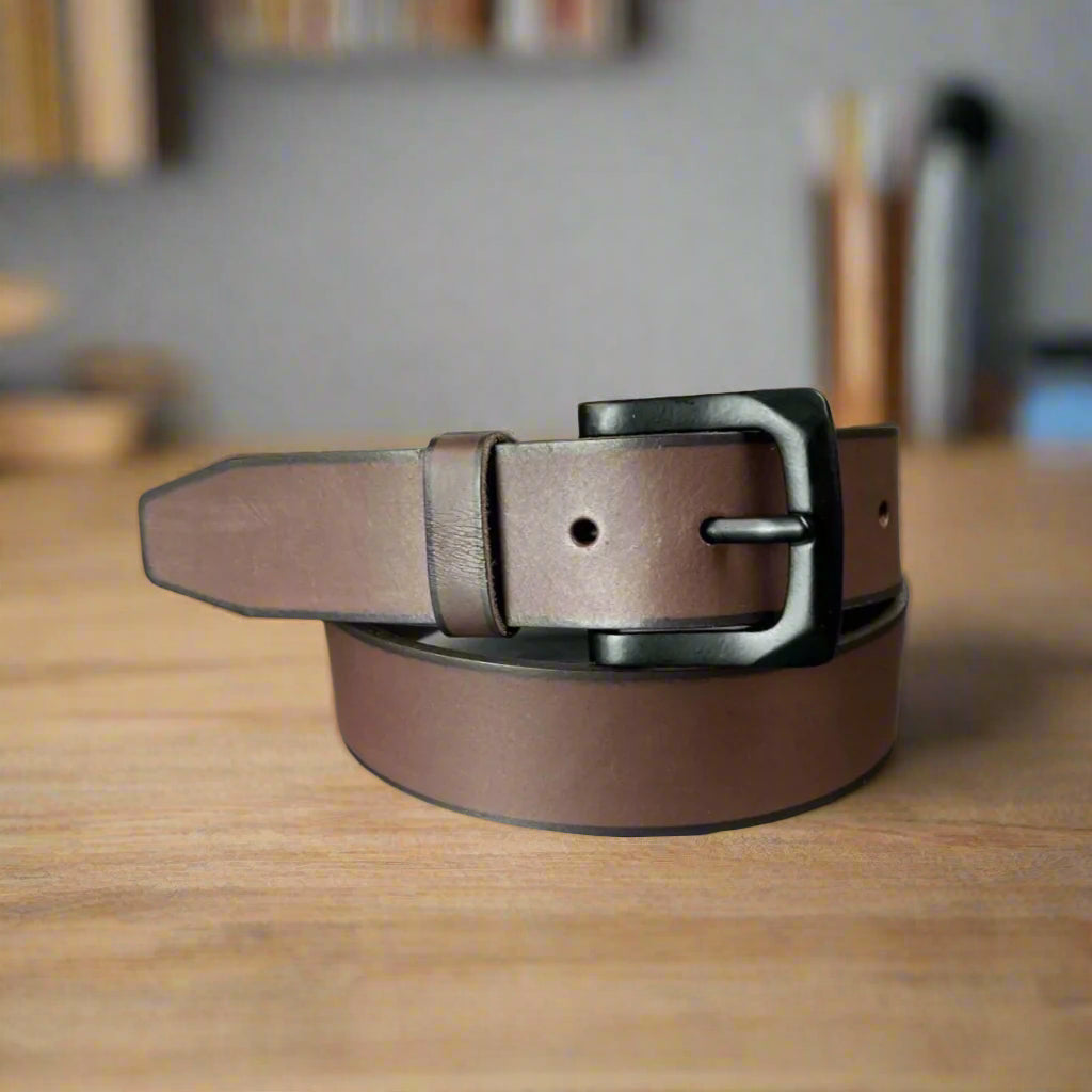 Men's Buffalo Grain Leather Belt - Boutique of Leathers/Open Road
