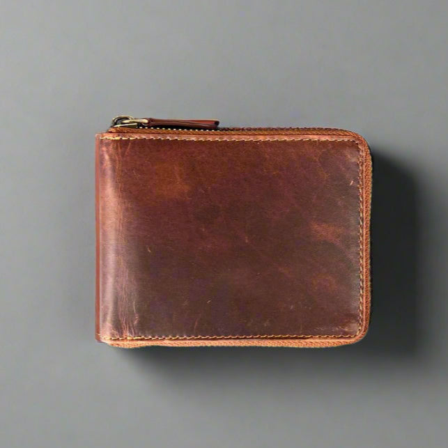 Men’s Zip-Around Cow Leather Wallet - Boutique of Leathers/Open Road