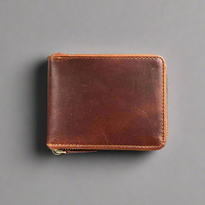 Men’s Zip-Around Cow Leather Wallet - Boutique of Leathers/Open Road