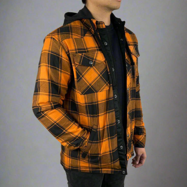 Men’s Armored Shirt with Removable Hoodie - Boutique of Leathers/Open Road