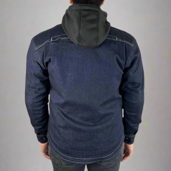 Men’s Armored Denim Shirt with Removable Hoodie - Boutique of Leathers/Open Road
