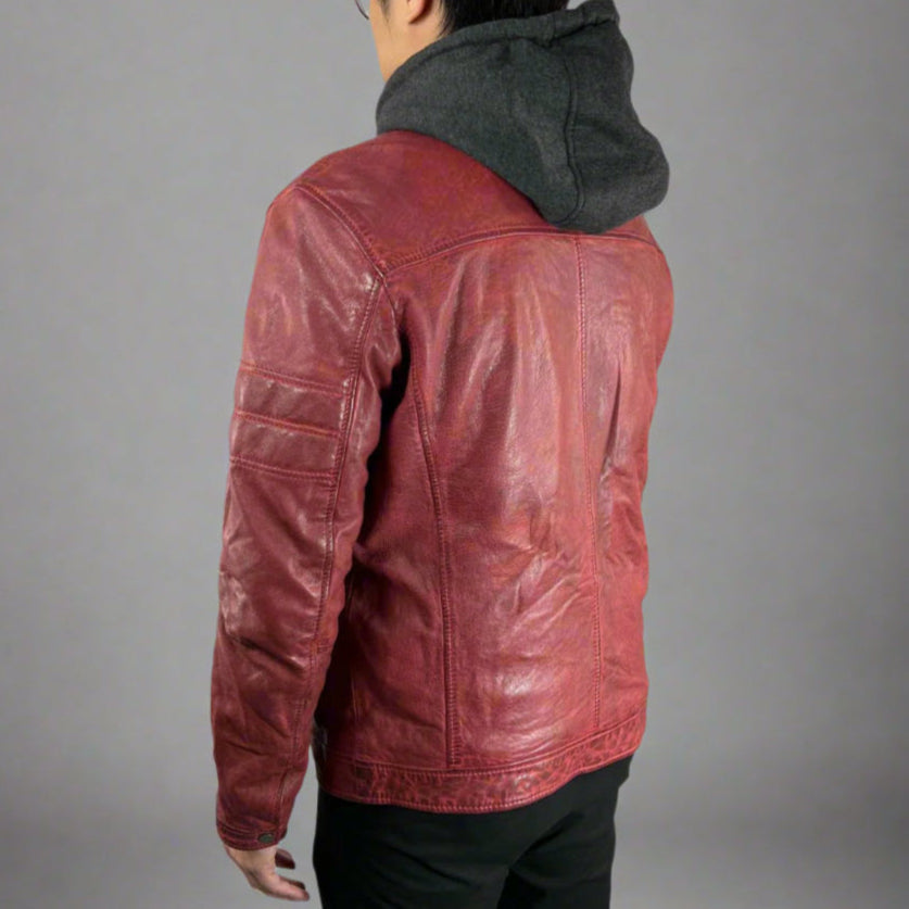 Men's Sheep Leather Jacket with Removable Hoodie - Boutique of Leathers/Open Road