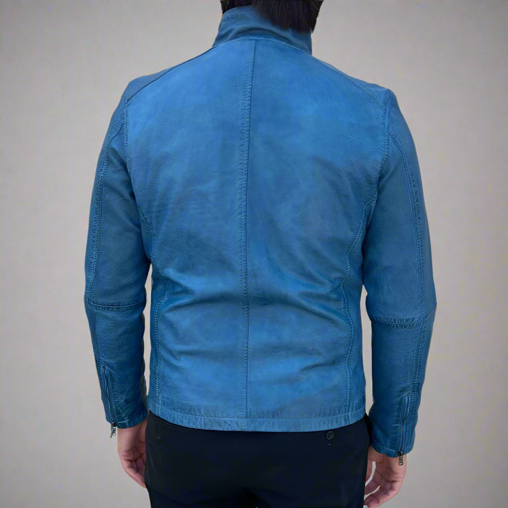 Men’s Sheep Leather Jacket. Classic Stand Collar with 2 Pockets - Boutique of Leathers/Open Road