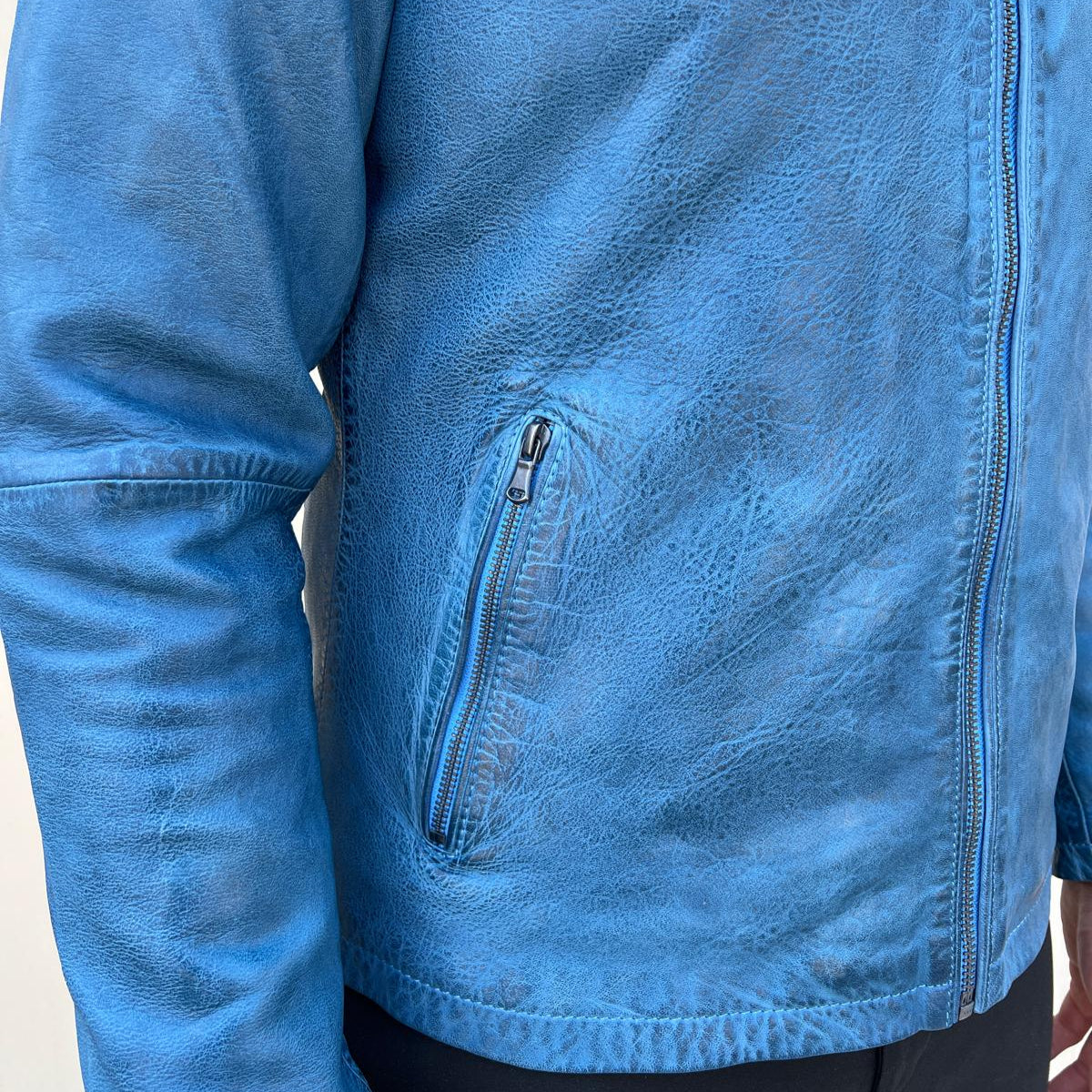 Men’s Sheep Leather Jacket. Classic Stand Collar with 2 Pockets - Boutique of Leathers/Open Road