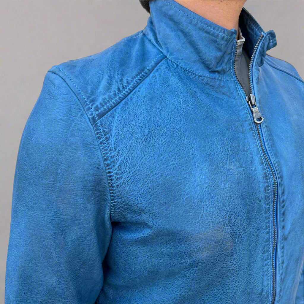 Men’s Sheep Leather Jacket. Classic Stand Collar with 2 Pockets - Boutique of Leathers/Open Road