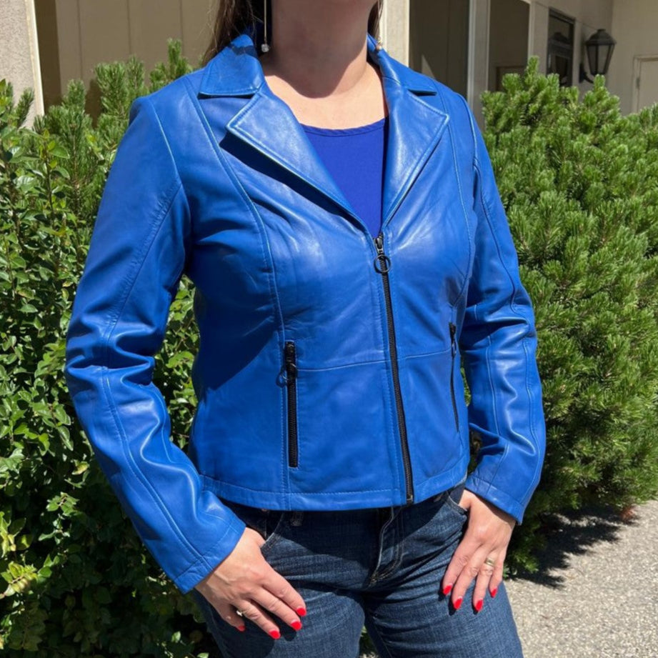 Women's Lamb Leather Blazer Jacket - Boutique of Leathers/Open Road