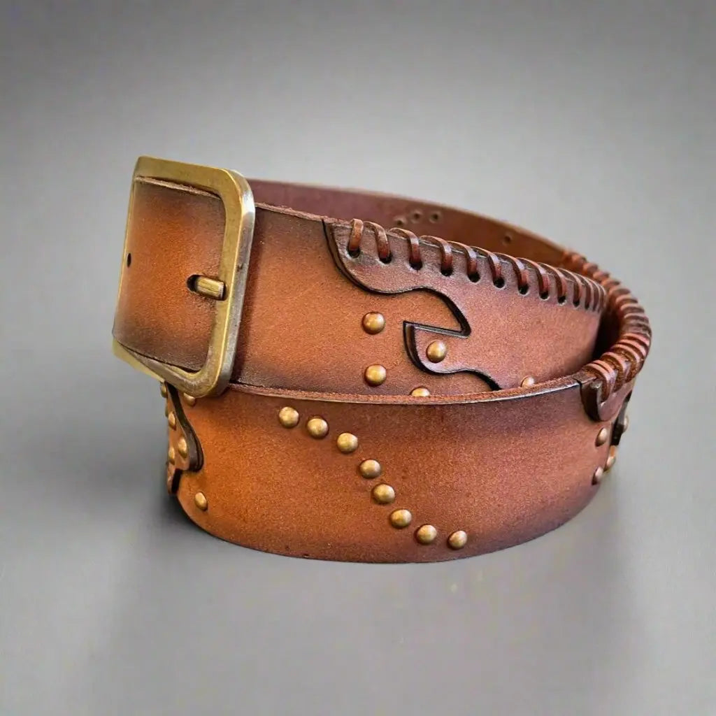 Women's Full-Grain Leather Belt with Studs Women's Belts Boutique of Leathers/Open Road