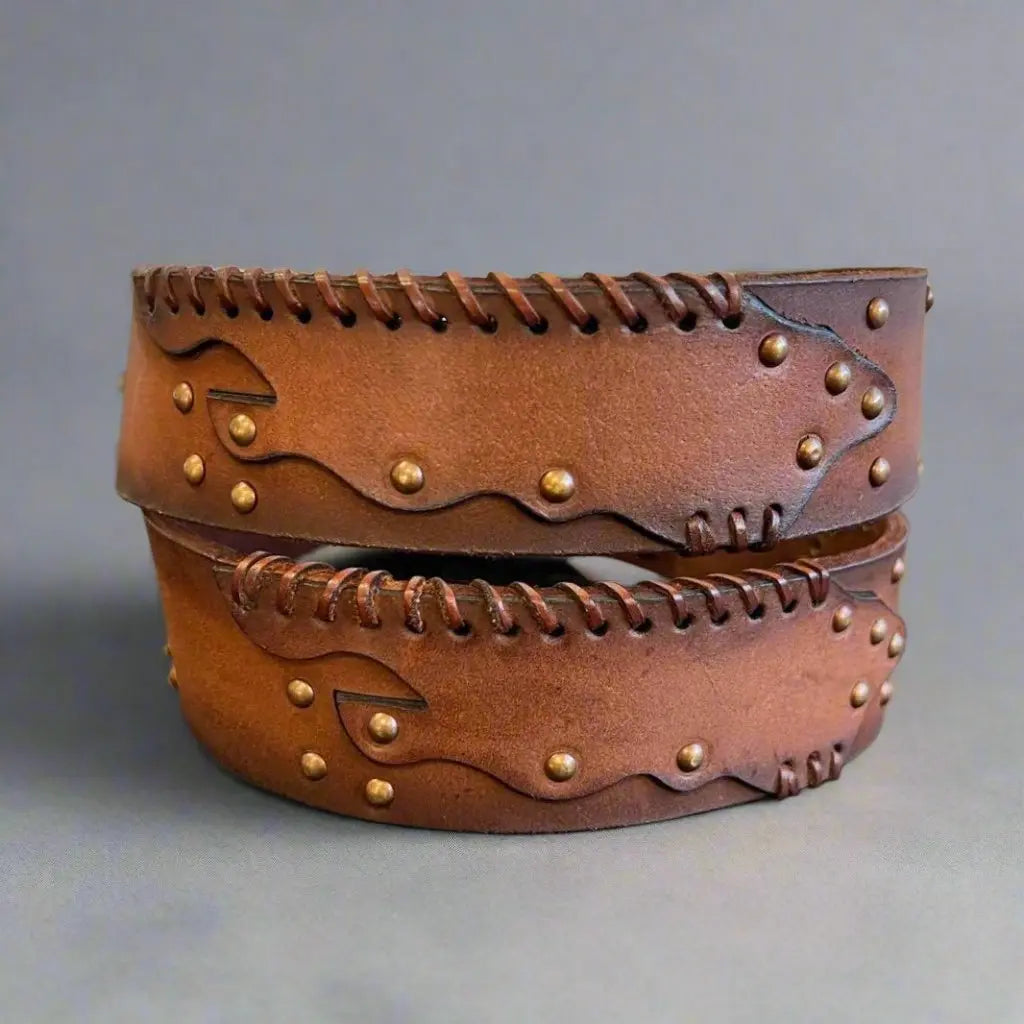 Women's Full-Grain Leather Belt with Studs Women's Belts Boutique of Leathers/Open Road