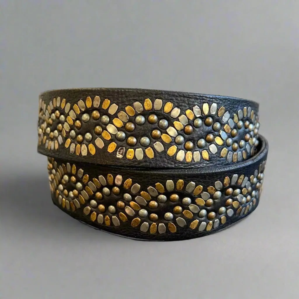Women's Full Grain Leather Belt with Studs - Boutique of Leathers/Open Road