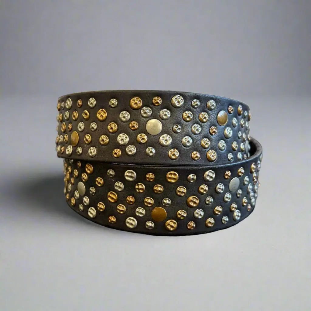 Women's Full Grain Leather Belt with Studs and Oval Buckle Women's Belts Boutique of Leathers/Open Road