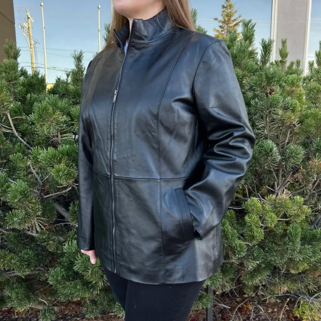 Women's Lamb Leather Jacket with Zipper and Dual Pockets Women's Coats & Jackets Boutique of Leathers/Open Road