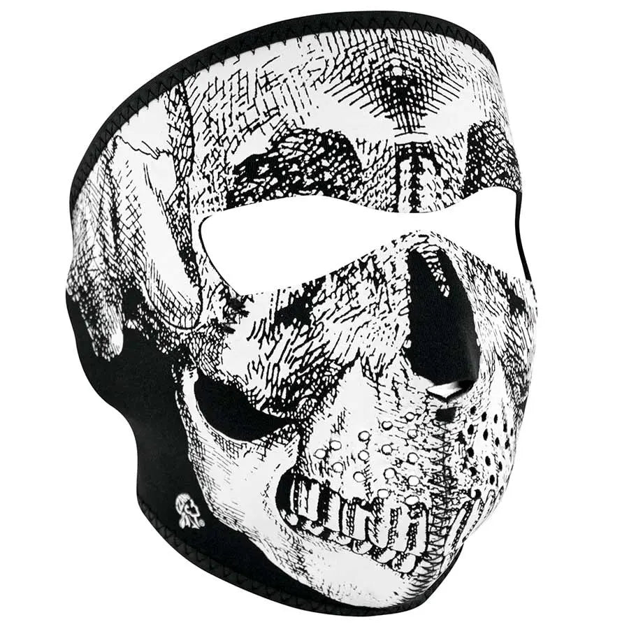 ZANheadgear Full Mask Neoprene Black & White Skull Face Glow In the Dark - Boutique of Leathers/Open Road