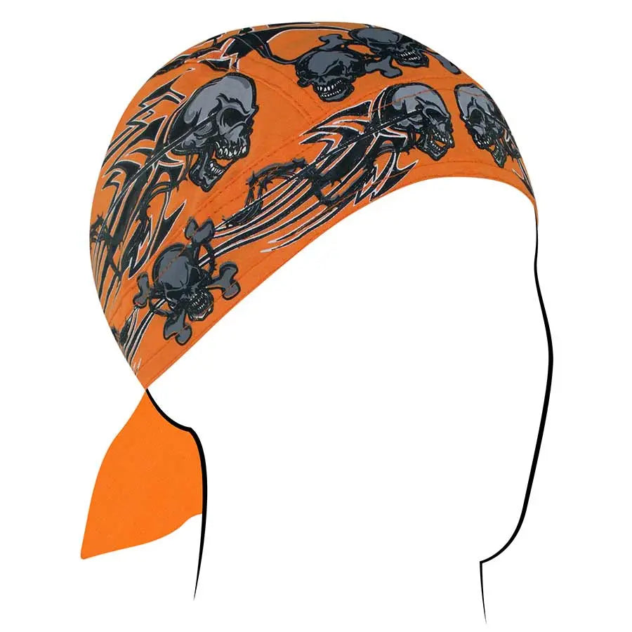 ZANheadgear Orange Tribal Skull Cap Bandanas & Headties Boutique of Leathers/Open Road