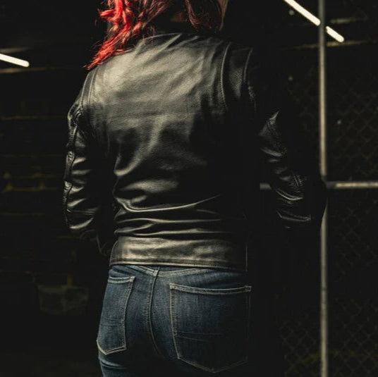 Women’s Motorcycle Leather Jacket. Lightweight Cowhide with Armor Pockets - Boutique of Leathers/Open Road